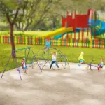 Outsunny 4 Seat Kids Seesaw Spinning Teeter Totter with 360° Rotation, Outdoor Playground Equipment, 88 lbs, for 3-8 Years Old, Multicolor - Image 9