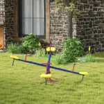 Outsunny 4 Seat Kids Seesaw Spinning Teeter Totter with 360° Rotation, Outdoor Playground Equipment, 88 lbs, for 3-8 Years Old, Multicolor - Image 10