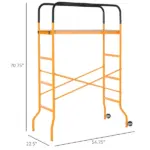 HOMCOM 4-Step Steel Scaffold Organizer Platform, Anti-Skid Mobile Scaffolding Ladder with 2 Wheels, Free Moving for Indoor/Outdoor Decoration - Image 3