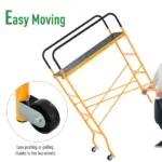 HOMCOM 4-Step Steel Scaffold Organizer Platform, Anti-Skid Mobile Scaffolding Ladder with 2 Wheels, Free Moving for Indoor/Outdoor Decoration - Image 4