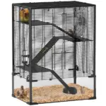 4 Tier Hamster Cage with Deep Tempered Glass Bottom, Running Wheel, Hut, Water Bottle, Food Dish, 24" x 16" x 31.5" - Image 11