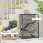 4 Tier Hamster Cage with Deep Tempered Glass Bottom, Running Wheel, Hut, Water Bottle, Food Dish, 24" x 16" x 31.5" - Image 6
