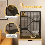 4 Tier Hamster Cage with Deep Tempered Glass Bottom, Running Wheel, Hut, Water Bottle, Food Dish, 24" x 16" x 31.5" - Image 7