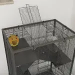 4 Tier Hamster Cage with Deep Tempered Glass Bottom, Running Wheel, Hut, Water Bottle, Food Dish, 24" x 16" x 31.5" - Image 8