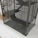 4 Tier Hamster Cage with Deep Tempered Glass Bottom, Running Wheel, Hut, Water Bottle, Food Dish, 24" x 16" x 31.5" - Image 9