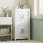4 tier Shelf Bathroom Freestanding Cabinet, Farmhouse Bathroom Cabinet, 23.6" x 11.8" x 43.3", White - Image 2