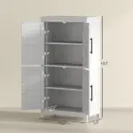 4 tier Shelf Bathroom Freestanding Cabinet, Farmhouse Bathroom Cabinet, 23.6" x 11.8" x 43.3", White - Image 3