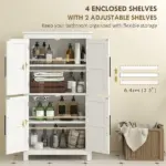 4 tier Shelf Bathroom Freestanding Cabinet, Farmhouse Bathroom Cabinet, 23.6" x 11.8" x 43.3", White - Image 4