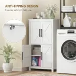4 tier Shelf Bathroom Freestanding Cabinet, Farmhouse Bathroom Cabinet, 23.6" x 11.8" x 43.3", White - Image 6