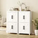 4 tier Shelf Bathroom Freestanding Cabinet, Farmhouse Bathroom Cabinet, 23.6" x 11.8" x 43.3", White - Image 8