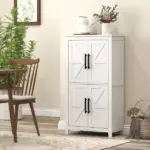 4 tier Shelf Bathroom Freestanding Cabinet, Farmhouse Bathroom Cabinet, 23.6" x 11.8" x 43.3", White - Image 9