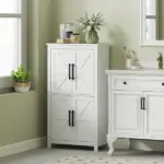 4 tier Shelf Bathroom Freestanding Cabinet, Farmhouse Bathroom Cabinet, 23.6" x 11.8" x 43.3", White - Image 10