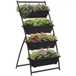 Outsunny 4-Tier Vertical Garden Planter Black Outdoor Plant Stand for Vegetables Flowers with 4 Boxes - Image 11