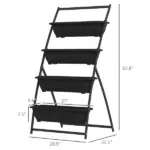Outsunny 4-Tier Vertical Garden Planter Black Outdoor Plant Stand for Vegetables Flowers with 4 Boxes - Image 3