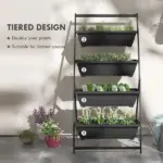 Outsunny 4-Tier Vertical Garden Planter Black Outdoor Plant Stand for Vegetables Flowers with 4 Boxes - Image 4