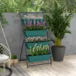 Outsunny 4-Tier Vertical Garden Planter Green Outdoor Plant Stand for Vegetables Flowers with 4 Boxes - Image 2