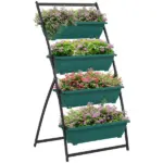 Outsunny 4-Tier Vertical Garden Planter Green Outdoor Plant Stand for Vegetables Flowers with 4 Boxes - Image 11