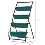 Outsunny 4-Tier Vertical Garden Planter Green Outdoor Plant Stand for Vegetables Flowers with 4 Boxes - Image 3