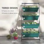 Outsunny 4-Tier Vertical Garden Planter Green Outdoor Plant Stand for Vegetables Flowers with 4 Boxes - Image 4