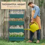 Outsunny 4-Tier Vertical Garden Planter Green Outdoor Plant Stand for Vegetables Flowers with 4 Boxes - Image 5