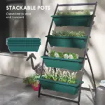 Outsunny 4-Tier Vertical Garden Planter Green Outdoor Plant Stand for Vegetables Flowers with 4 Boxes - Image 7