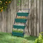 Outsunny 4-Tier Vertical Garden Planter Green Outdoor Plant Stand for Vegetables Flowers with 4 Boxes - Image 10