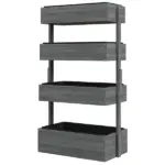 4-Tier Wooden Garden Box, Self-Draining, Fabric Bottom, Tiered Save Space, Planter Box for Flowers, Vegetables, Herbs, Gray