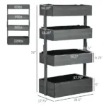 4-Tier Wooden Garden Box, Self-Draining, Fabric Bottom, Tiered Save Space, Planter Box for Flowers, Vegetables, Herbs, Gray - Image 3