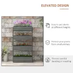 4-Tier Wooden Garden Box, Self-Draining, Fabric Bottom, Tiered Save Space, Planter Box for Flowers, Vegetables, Herbs, Gray - Image 5