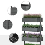 4-Tier Wooden Garden Box, Self-Draining, Fabric Bottom, Tiered Save Space, Planter Box for Flowers, Vegetables, Herbs, Gray - Image 7