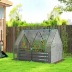 Outsunny 4 x 3 x 3ft Raised Garden Bed with Mini Greenhouse, Galvanized Raised Garden Bed with Cover, Clear and Dark Gray - Image 2