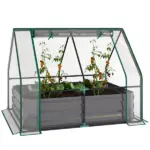 Outsunny 4 x 3 x 3ft Raised Garden Bed with Mini Greenhouse, Galvanized Raised Garden Bed with Cover, Clear and Dark Gray - Image 11