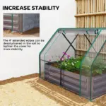 Outsunny 4 x 3 x 3ft Raised Garden Bed with Mini Greenhouse, Galvanized Raised Garden Bed with Cover, Clear and Dark Gray - Image 9
