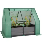 Outsunny 4 x 3 x 3ft Raised Garden Bed with Mini Greenhouse, Galvanized Raised Garden Bed with Cover, Green and Dark Gray - Image 11