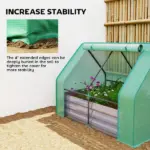Outsunny 4 x 3 x 3ft Raised Garden Bed with Mini Greenhouse, Galvanized Raised Garden Bed with Cover, Green and Dark Gray - Image 9