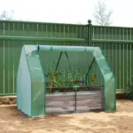 Outsunny 4 x 3 x 3ft Raised Garden Bed with Mini Greenhouse, Galvanized Raised Garden Bed with Cover, Green and Dark Gray - Image 10