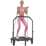 Soozier 40 Inch Foldable Mini Trampoline, Rebounder Trampoline for Adults with Adjustable Foam Handle, Black - Image 11