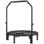 Soozier 40 Inch Foldable Mini Trampoline, Rebounder Trampoline for Adults with Adjustable Foam Handle, Black