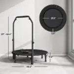 Soozier 40 Inch Foldable Mini Trampoline, Rebounder Trampoline for Adults with Adjustable Foam Handle, Black - Image 3