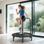 Soozier 40 Inch Foldable Mini Trampoline, Rebounder Trampoline for Adults with Adjustable Foam Handle, Black - Image 10