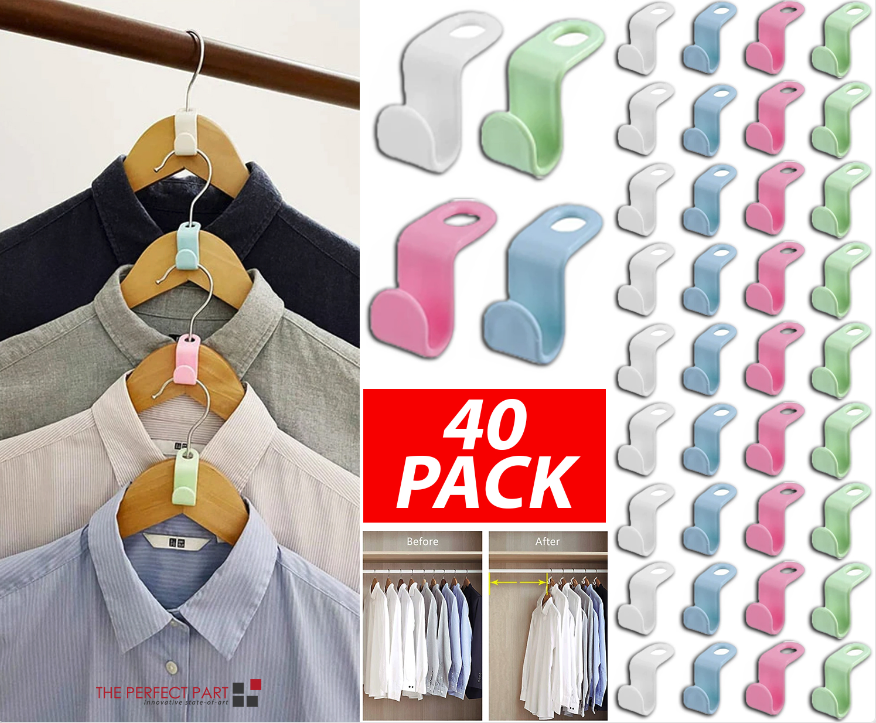 40 Pack Clothes Hanger Connector Hooks for Closet Space Saving