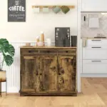 40" Storage Cabinet Sideboard, Large Kitchen Buffet Table with Muti Drawers and Adjustable Shelf, Brown - Image 2