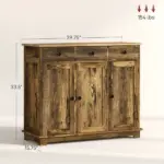 40" Storage Cabinet Sideboard, Large Kitchen Buffet Table with Muti Drawers and Adjustable Shelf, Brown - Image 3