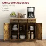 40" Storage Cabinet Sideboard, Large Kitchen Buffet Table with Muti Drawers and Adjustable Shelf, Brown - Image 4