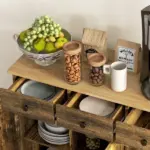 40" Storage Cabinet Sideboard, Large Kitchen Buffet Table with Muti Drawers and Adjustable Shelf, Brown - Image 9