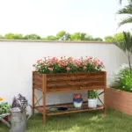 40" x 20" x 10" Galvanized Steel Raised Garden Bed, Metal Garden Bed with Storage Shelf, Dark Brown - Image 2