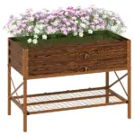 40" x 20" x 10" Galvanized Steel Raised Garden Bed, Metal Garden Bed with Storage Shelf, Dark Brown - Image 11