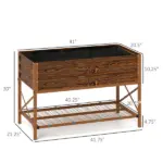 40" x 20" x 10" Galvanized Steel Raised Garden Bed, Metal Garden Bed with Storage Shelf, Dark Brown - Image 3