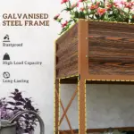 40" x 20" x 10" Galvanized Steel Raised Garden Bed, Metal Garden Bed with Storage Shelf, Dark Brown - Image 6