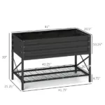 Outsunny 40" x 20" x 10" Galvanized Steel Raised Garden Bed, Steel Raised Garden with Bed Liner, 440lbs, Gray - Image 3